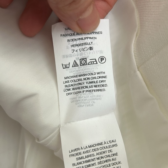 J.Crew Linen Blend WhiteBlack Trim Scallop Zig Zag Casual Work Blazer Size 10 - Picture 10 of 13